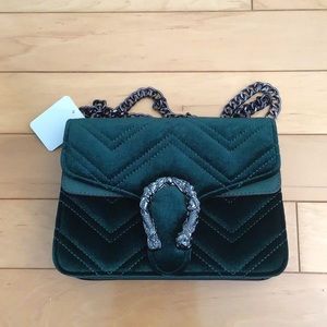 Green Velvet Crossbody Bag
